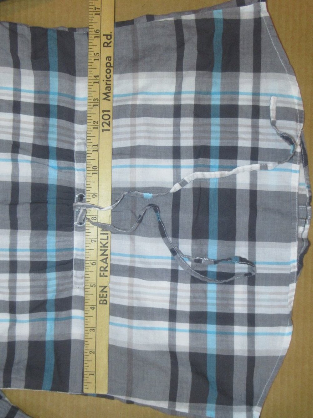 Aeropostale 100% Cotton Plaid Cinch Waist Button-Down Top | Size Small - Picture 7 of 12